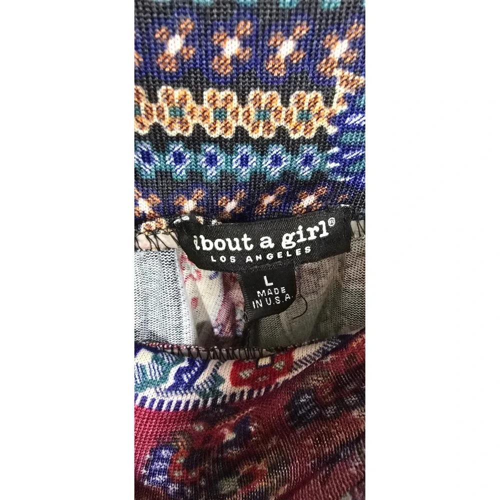 About A Girl women L wide leg pants‎ palazzo pants retro resort boho peasant
